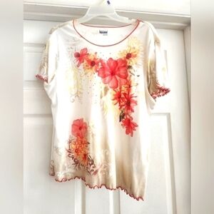 Womens Embellished Tee Shirt 2X Basic Editions